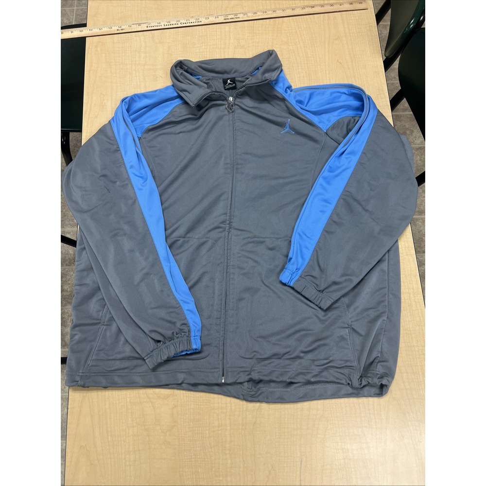 Air Jordan Nike Basketball Jumpman Blue Gray Mens Full Zip‎ Track Jacket 3XL